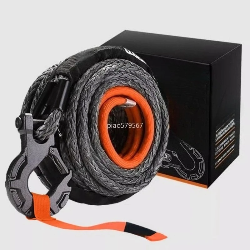 Winch Rope Nylon Tow Strap Heavy Duty Off Road Recovery Line for Vehicle