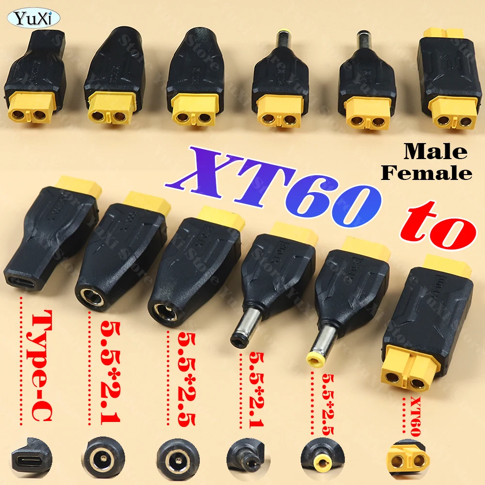 1-6pcs XT60 to Type-C DC Plug Male Female No Wire Connector Adapter XT60 to DC 5.5*2.5mm 5.5x2.1mm Connector Plugs