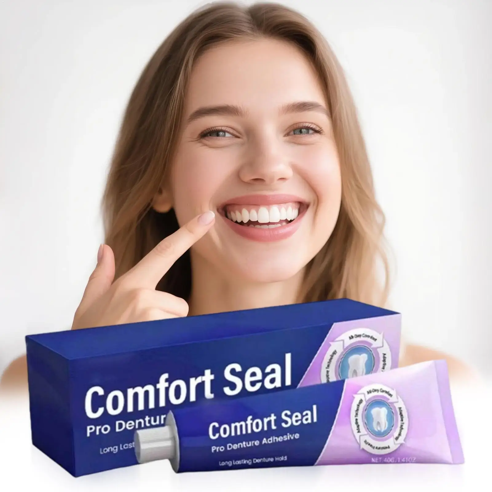 Denture Adhesive 40g Strong Bonding Repair Glue Denture Cream for Home Travel Workplace Dining Out Family Gathering Dating