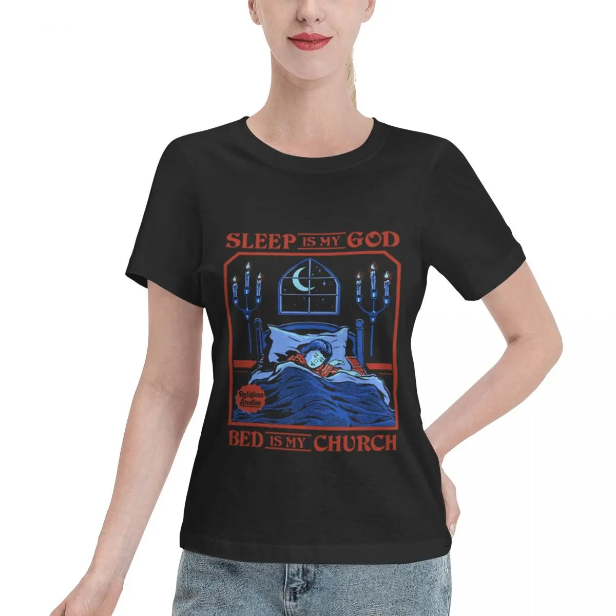 Custom Available Sleep Is My God Oversized Women's T-shirt Date Outfit Female Everyday Wear