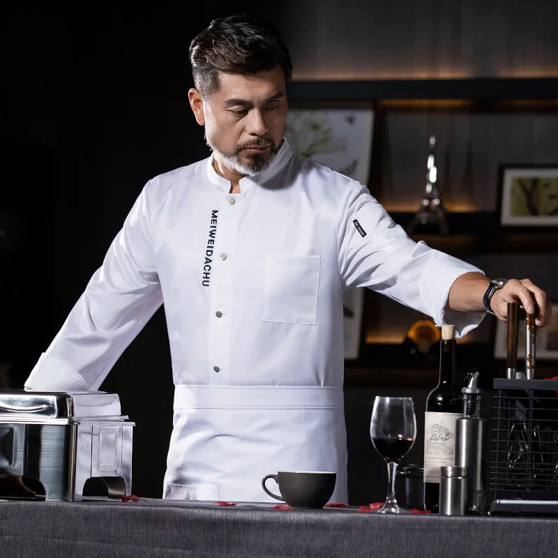 Chef vêtements de travail à manches longues automne hiver Restaurant Cuisine Cuisine occidentale Cuisine restauration cantine cuisson gâteau pain vêtements