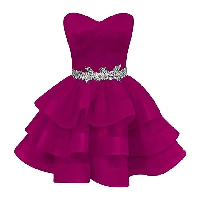 

Sweetheart Short Homecoming Dresses Tulle Crystal Sparkly Ruffles Vestidos De Festa Graduation Formal Princess Party Gowns