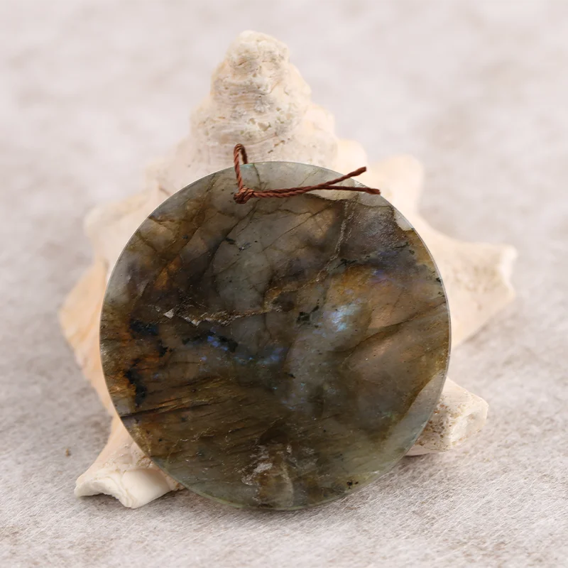 B&F Pendant for Necklace Labradorite—Fashion Handmade Natural Jewelry Charm Gift Accessories 49x5mm 22.2g