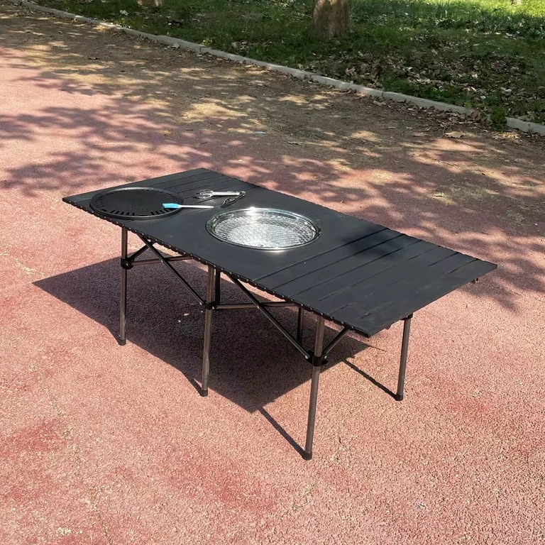 

Hot Selling Outdoor Portable Folding Barbecue Table with BBQ Grill 120cm Outdoor Camping Table for Picnic Camping Outdoor Party