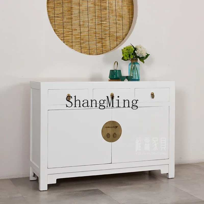 SM Chinese style imitation classical furniture solid wood dining storage modern simple red entrance decorative cabinet