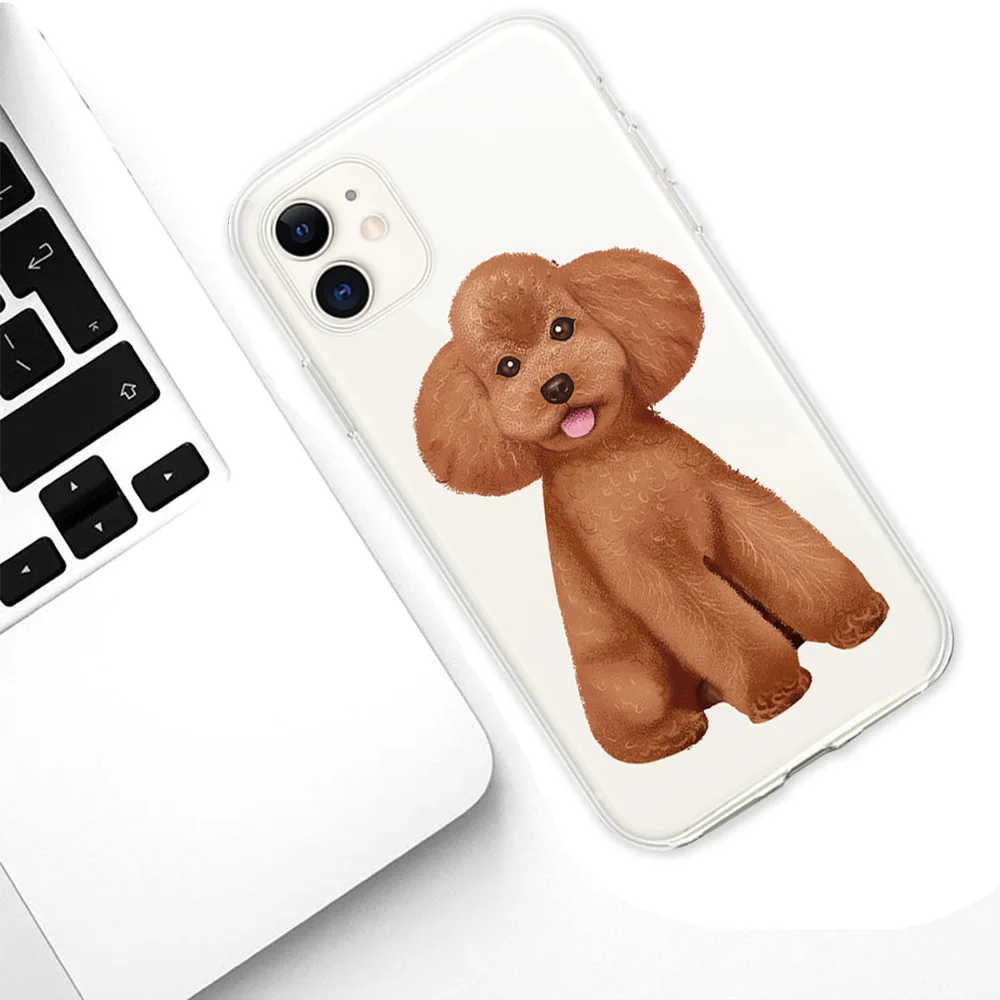 Cartoon Hond Telefoon Case Voor iPhone 16 15 14 13 12 11 Pro XS MAX 7 XR 8 7 Plus Clear cover Fundas