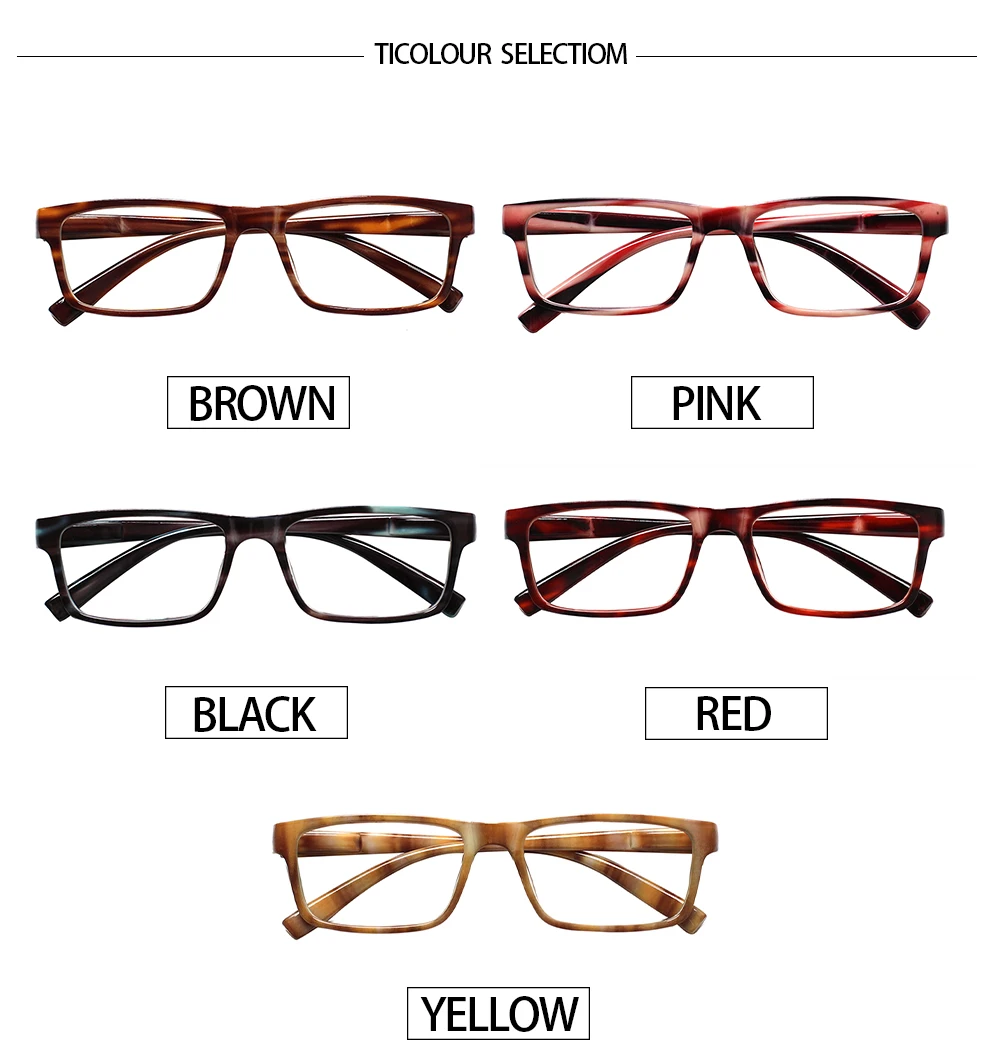 Turezing 5 Pack New Reading Glasses Men Women with Rectangular Frame Spring Hinge Optical Clear Magnifier HD Presbyopia Reader