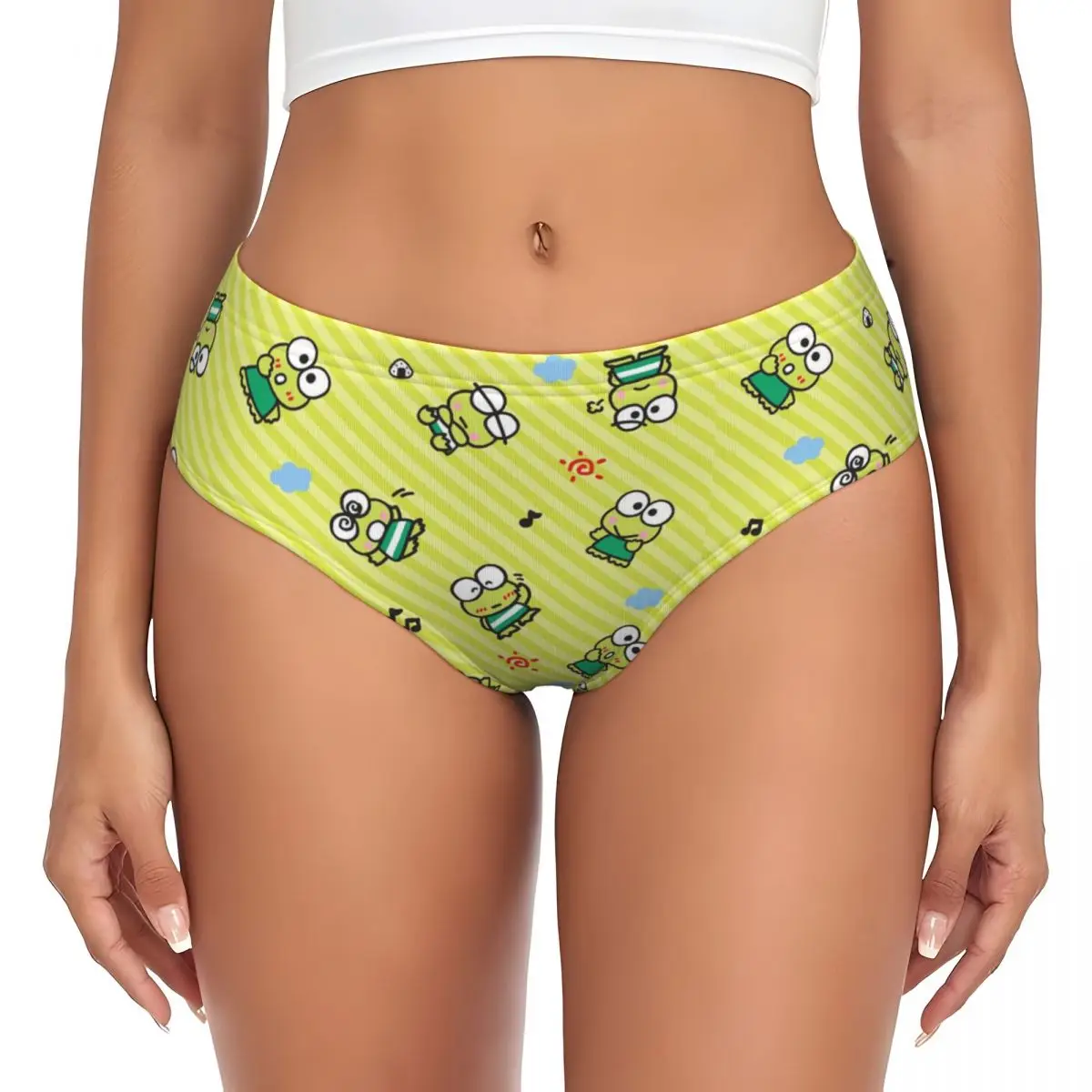 Custom Kerokero Keroppi Cartoon Briefs Underwear Women's Comfortable Stretch Panties