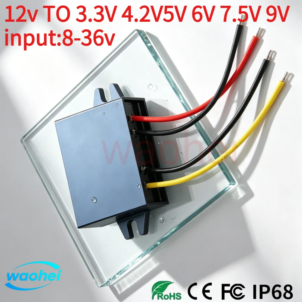 12V24V to 5VDC 3A Converter Volt Power Module DC Buck Converter Module Voltage Regulator 3.3V 4.2V 6V 7.5V 9V CE IP67 Waterproof