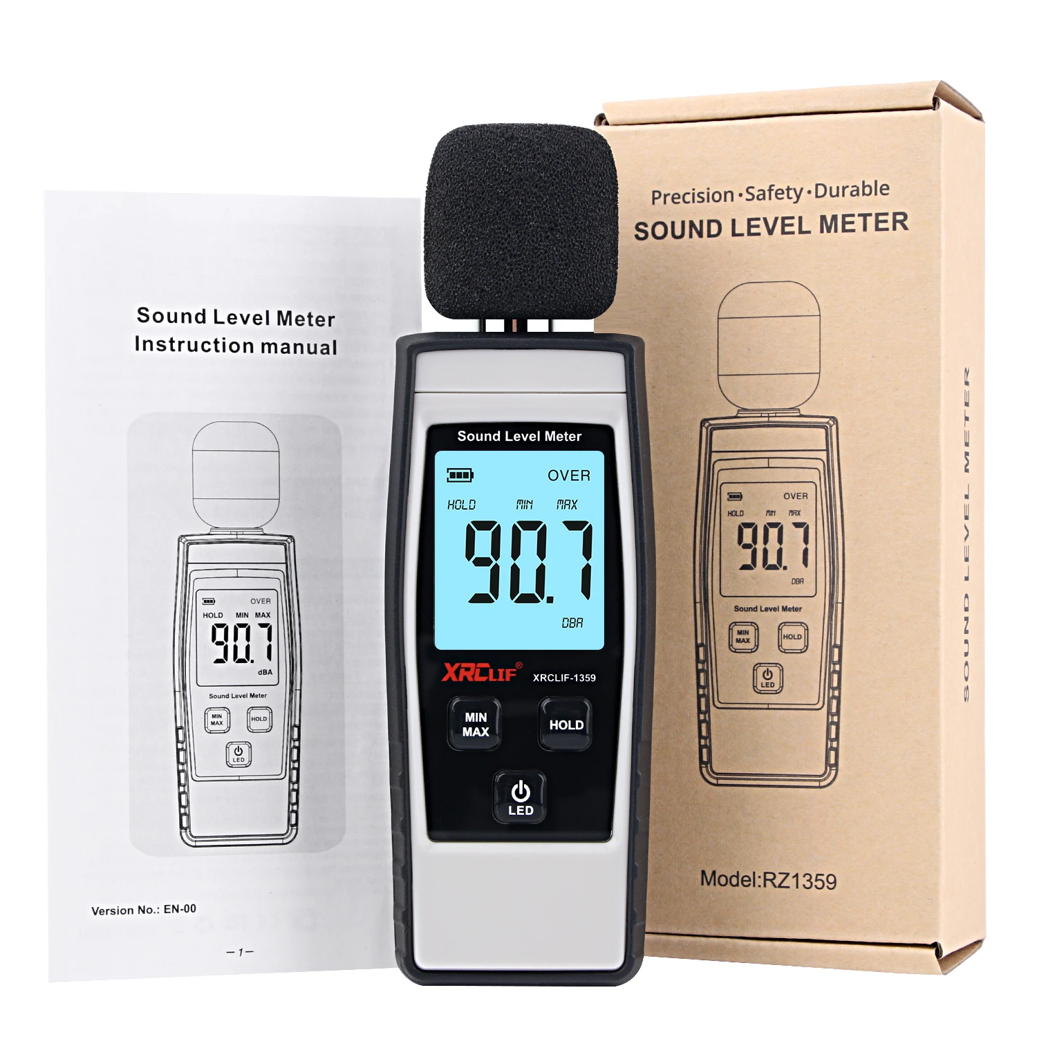 Xrclif Sound Level Meter Digitale Db Decibel Monitor Noise Meter Handheld Db Meter Mini Sound Monitor Geluidsniveau Tester 30-130dB