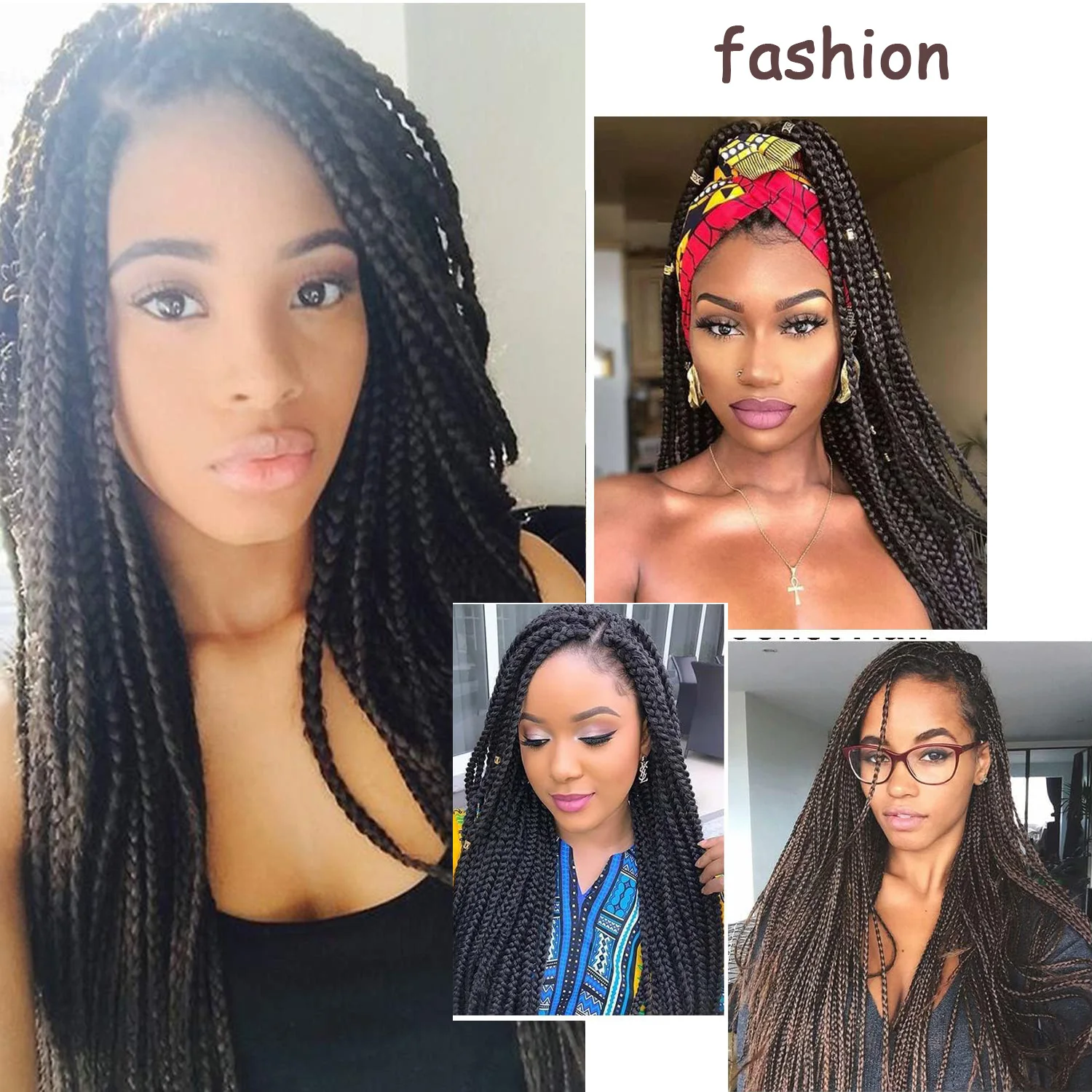 Caja trenzada de pelo de ganchillo, 4 paquetes de trenzas de caja de ganchillo, trenzas de ganchillo preenrolladas para mujeres negras, pelo trenzado sintético suave