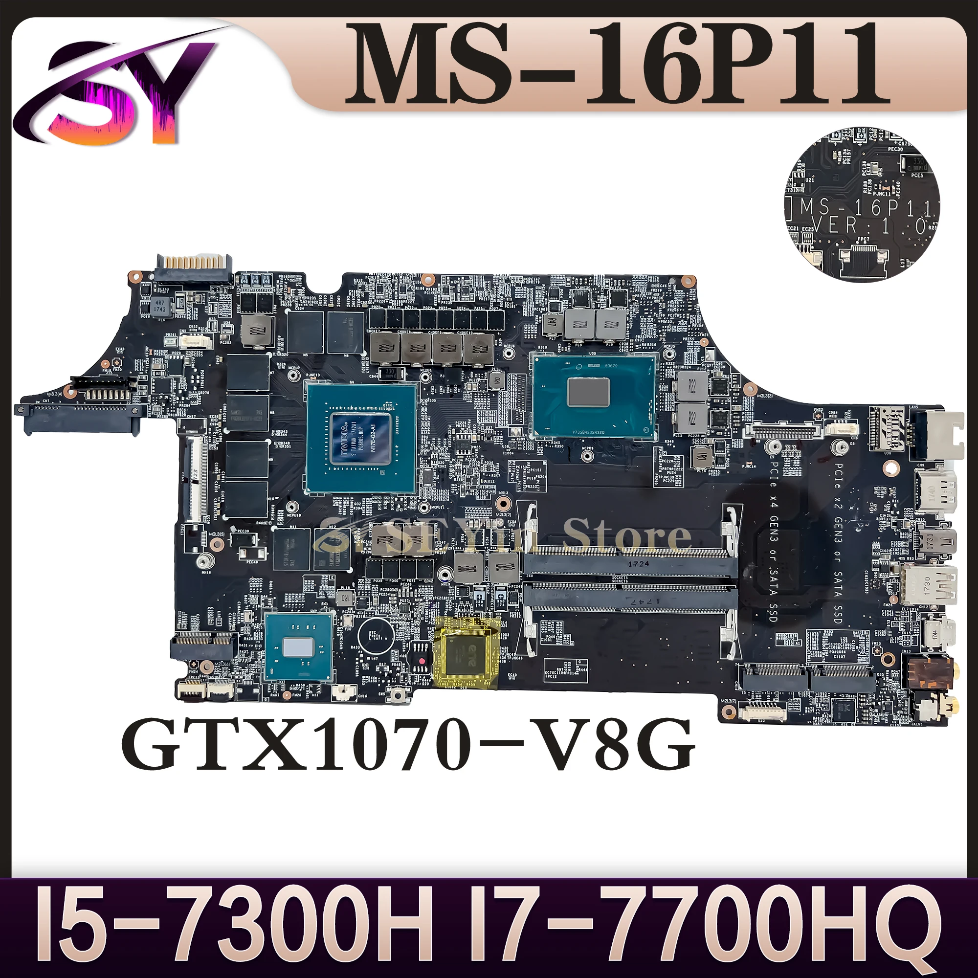 

MS-16P11 Mainboard For MSI MS-16P1 Laptop Motherboard I7-7700HQ GTX1070-8G 100% Working