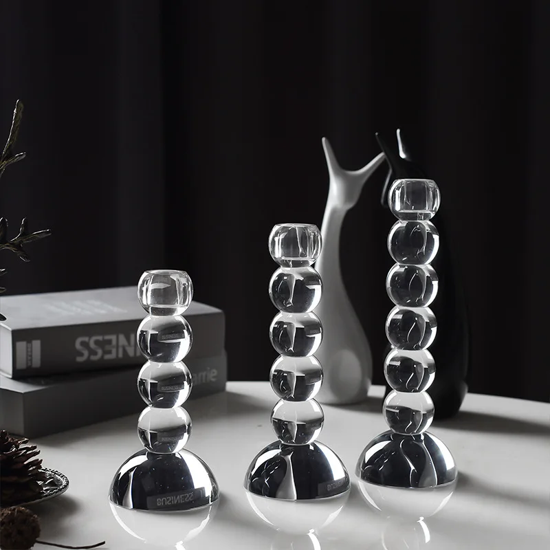 Cross-border European crystal glass candle holder, home furnishing, living room decoration, wedding table candlelight decoration