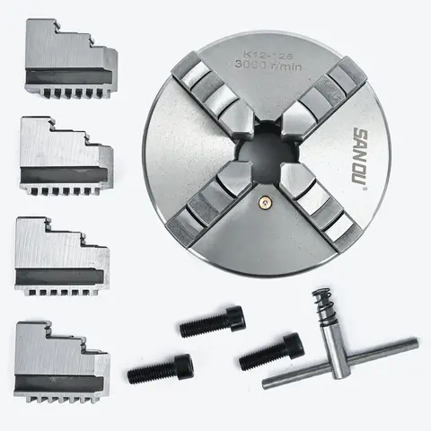 125mm 선반 척 4 조 SANOU 선반 스크롤 척 K12-125 4 조 금속 척 미니 선반 척 WM210V 용 수동 유형