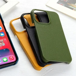 Litchi Grain Leather Case For iPhone 16 15 14 13 11 12 Pro Max 13 Mini XR X XS Max 14 Plus Back Cover