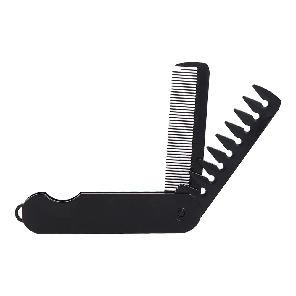 Multi-funcional Portable Folding Pocket Combs 2 IN 1 Plastic Wide Tooth Oil Head Comb Anti-Static Anti-slip