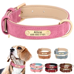 Collar de perro personalizado, collares de cuero PU personalizados para perros, etiquetas de placa con nombre grabadas gratis para perros pequeños, medianos y grandes, Pitbull Labrador