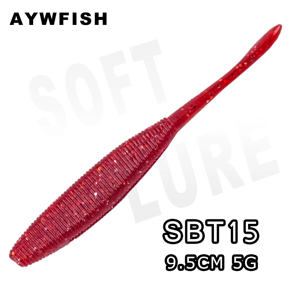 

AYWFISH 10PCS Soft Silicone Worm Bait Artificial Earthworm Minnow Bass Fishing Lures 9.5CM 5G