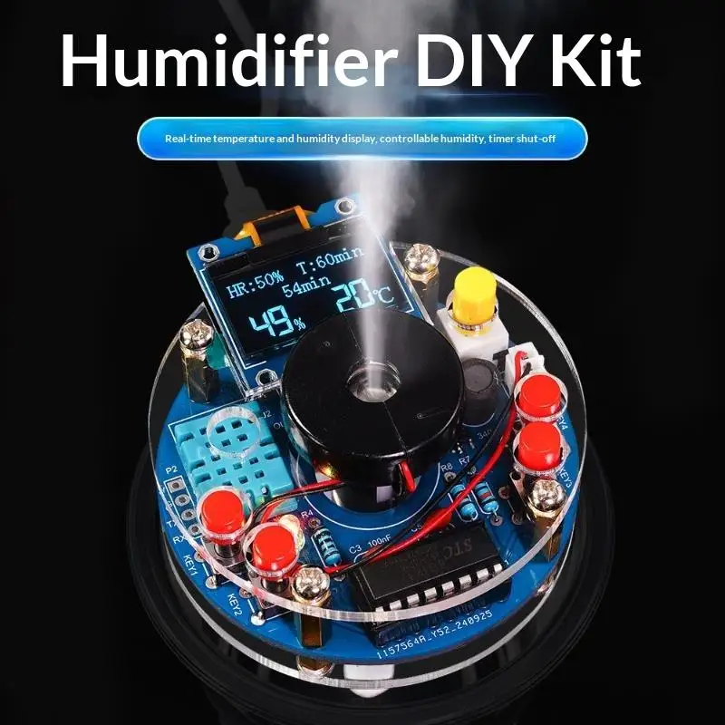 USB Humidifier Mist Electronic Diy Kit Oled Display Temperature And Humidity Spray Circuit Board Manufacturing Welding Practice