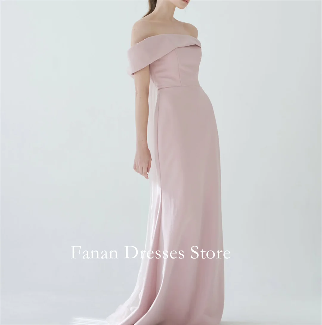 

FANAN с открытыми плечами Русалка Вечерние платья Корея с короткими рукавами Креповые свадебные женские платья Вечерние платья для выпускного вечера по индивидуальному заказу