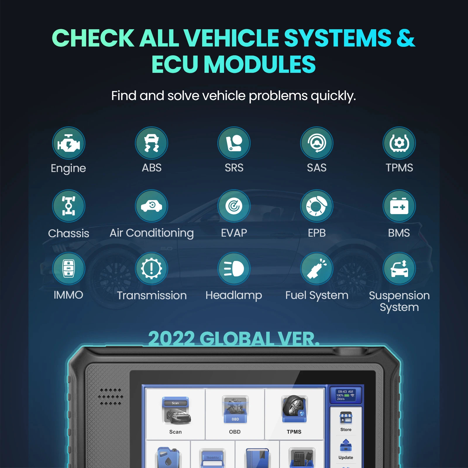 MUCAR VO6 OBD2 car Diagnostic tool full system auto scanner code reader 28 resets Special Functions bi-directional scan tools