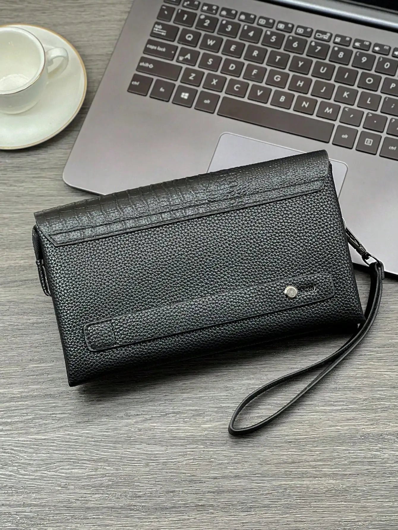 Fashion Crocodile Pattern Clutch Bag Business Portable Large Capacity Multifunctional Handbag Flap Zipper Clutch Bag