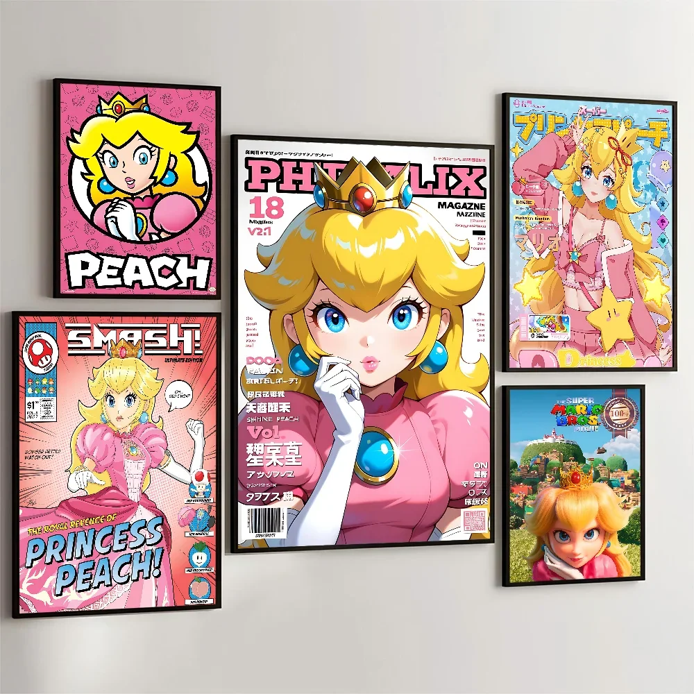 

P-Princess P-Peach Self-adhesive Art Poster Whitepaper Prints Posters Artwork Home Decor
