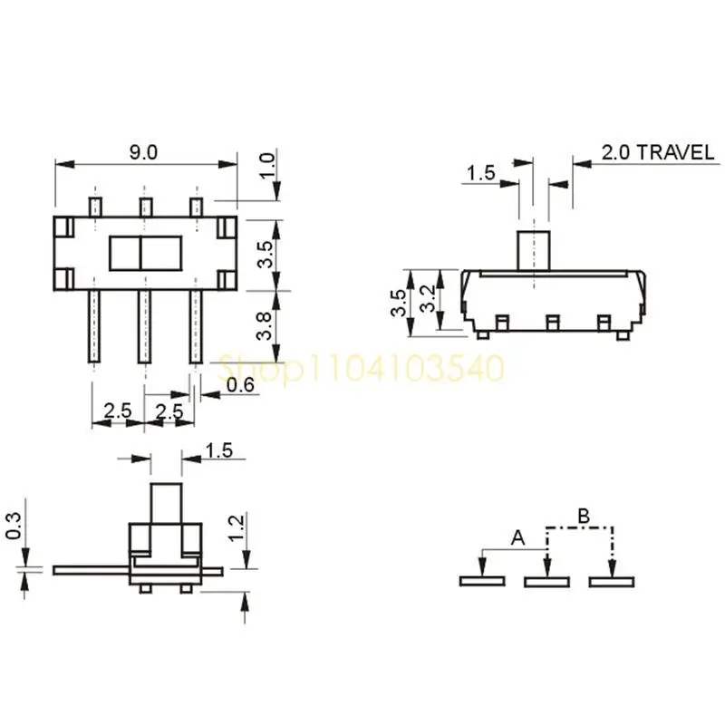 

02DC 25pcs Mini SMT MSK-12D19 TOGGLE switch 3pin 1P2T on/OFF Slide Switches FOR MP3 MP4 Miniature Slide Switch