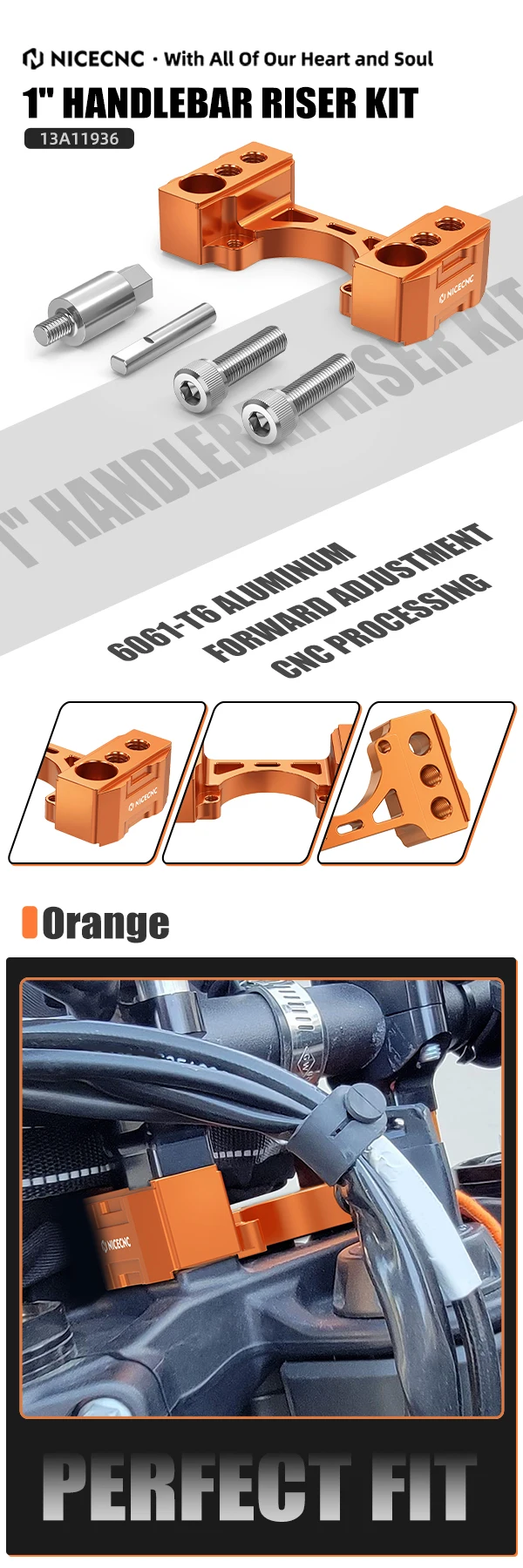 (EU-Lager) NICECNC 1" Lenkererhöhungskit für KTM 790 890 Adventure /S /R /Rally 2019-2024 Husqvarna Norden 901 2022-2023 – Detail 2