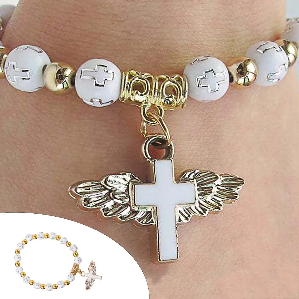 

4Pcs Gilding Cross Bracelets Wings Design Durable Alloy Kids Wristband Daily Use Stylish Children Jewelry