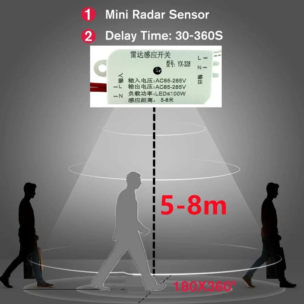 110V 220V AC 50Hz Auto Infrared Sensor Switch PIR Microwave Radar Body Motion Sensor Module High quality Support drop shipping