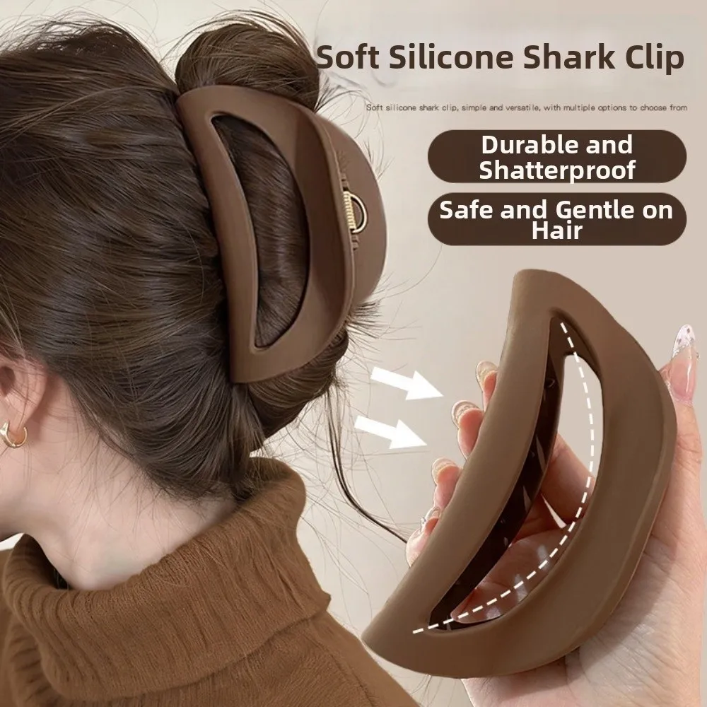 

Fashion Soft Silicone Hair Claw Strong Grip Matte Large Shark Clip Anti Collision Hair Clip Hair Accessories