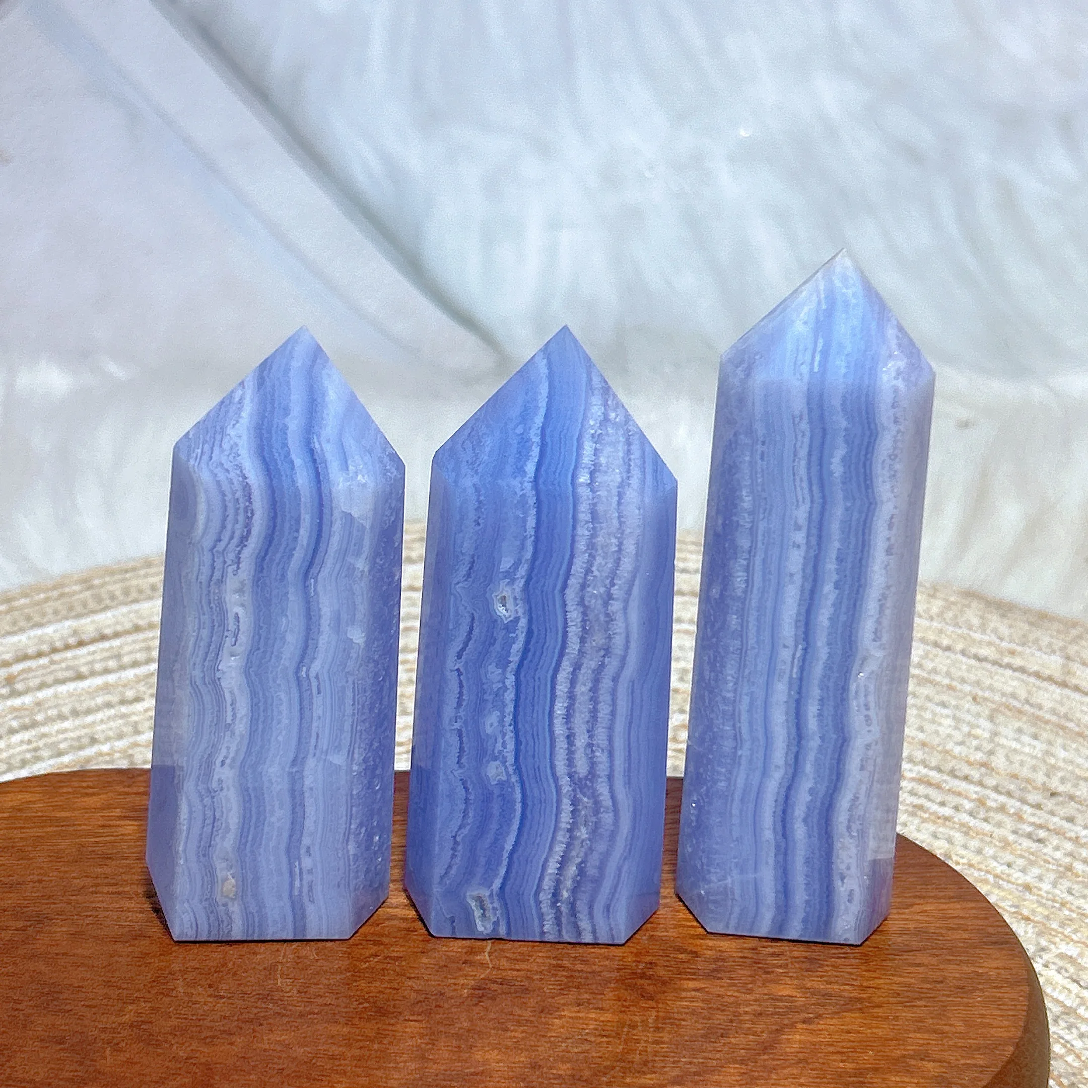 Natural Crystal Blue Lace Agate Tower High Quality Gemstones Healing Mineral Energy Reiki Mediation Home Decorations Gift