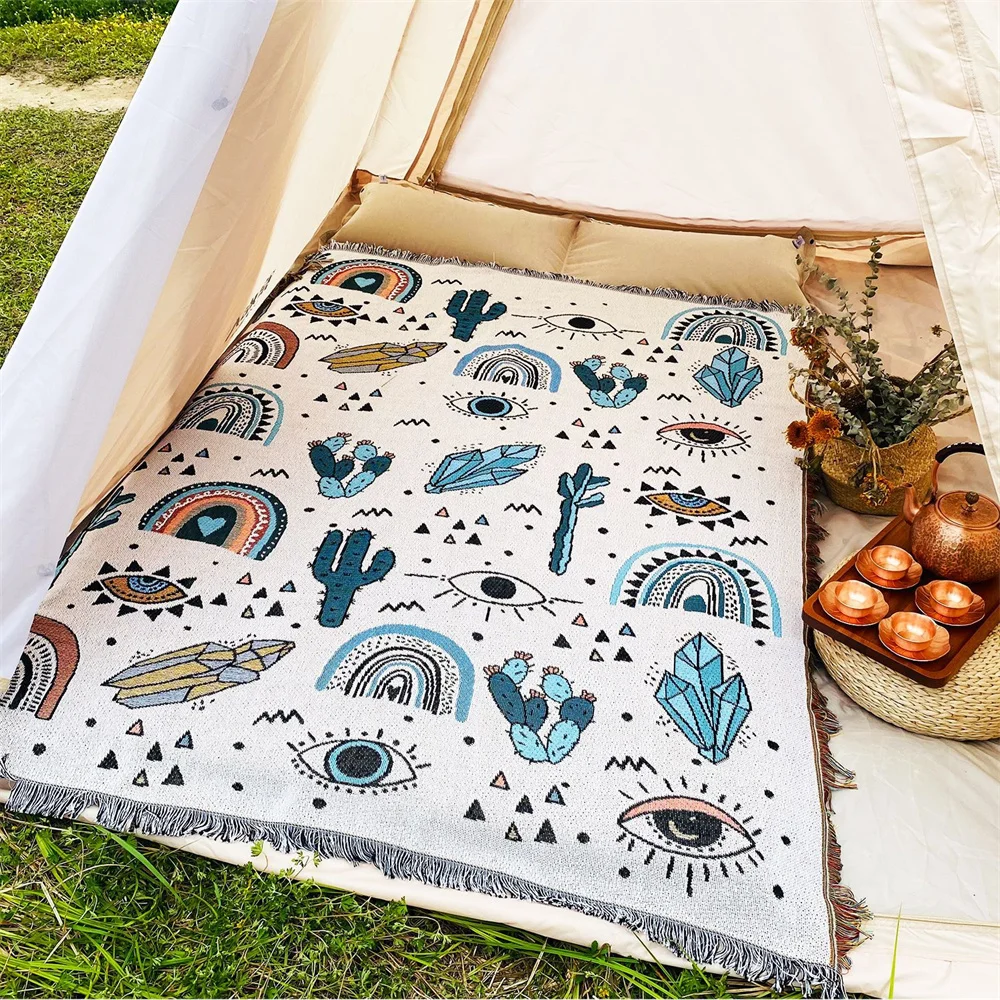 

160X130CM Outdoor Blankets and Throws Woven Couch Cover Blanket with Fringe for Sofa Carpet Bed Rug Blanket Home Decor Bohemian