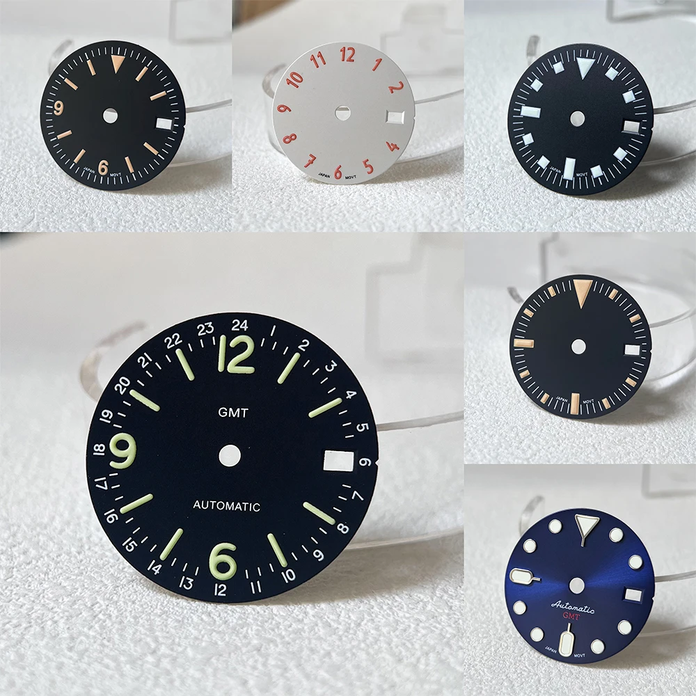 NH34 NH35 Watch Dial GMT Watch Master 28.5mm 29mm DIY Logo Dial Blue Green Orange Luminous Dial Improvement Watch Accessories