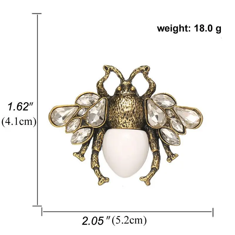Vintage Baroque Pearl Bee Brooches For Women Men Suit Retro Elegant Rhinestone Bee Insect Animal Brooch Pins Party Jewelry Gifts