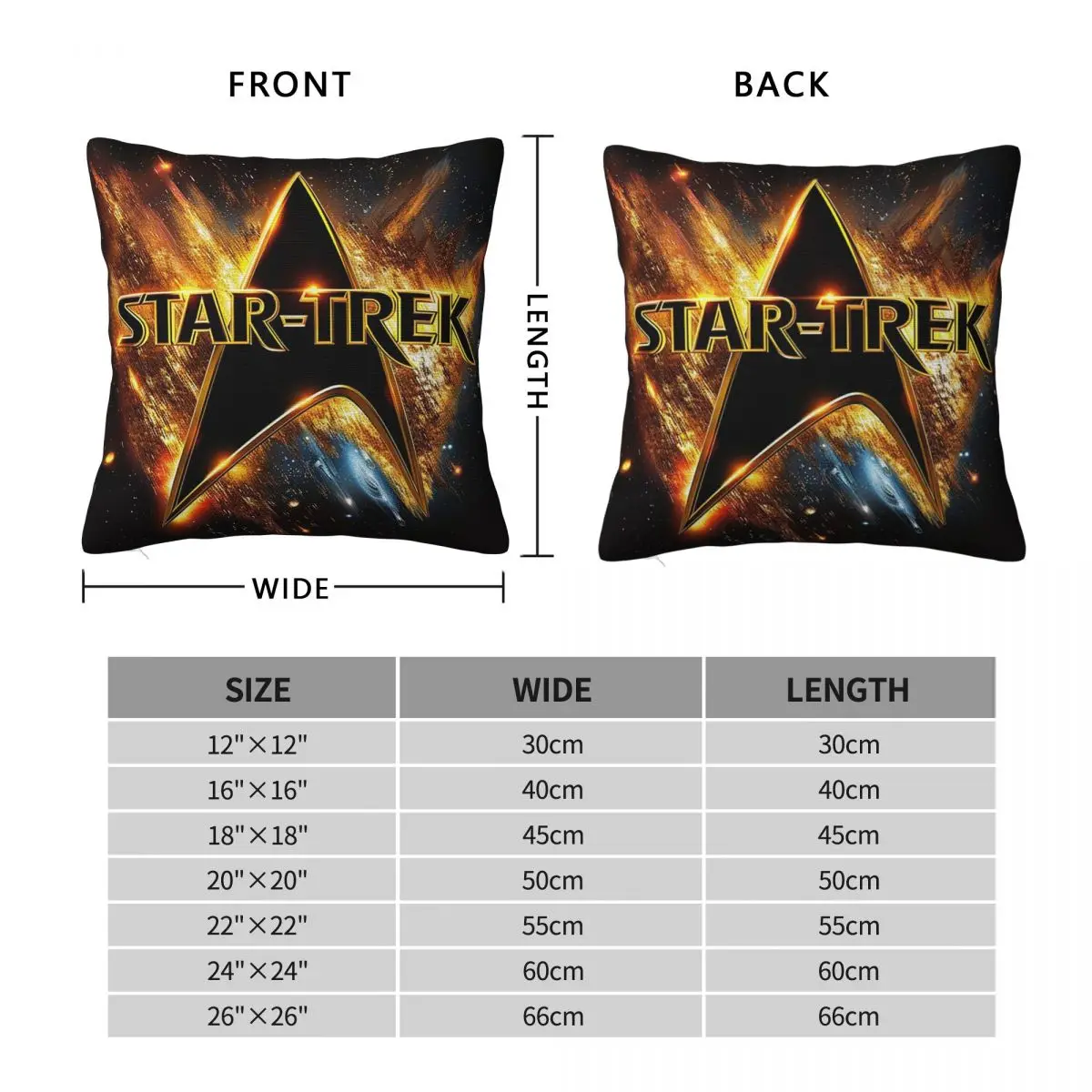 Star Treks Science Fiction TV Series Square Pillowcase Pillow Cover Cushion Zip Decorative Throw Pillow for Home Living Room