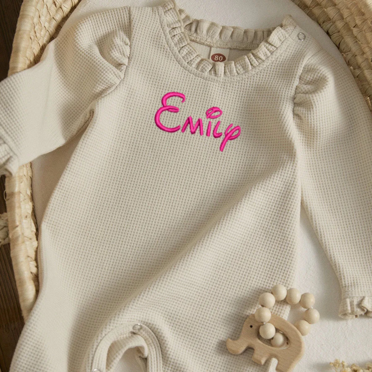 Personalized Embroidered Toddler Newborn Infant Baby Girl Romper Custom Soft Clothing Ruffle Jumpsuit Fall Spring Playsuit