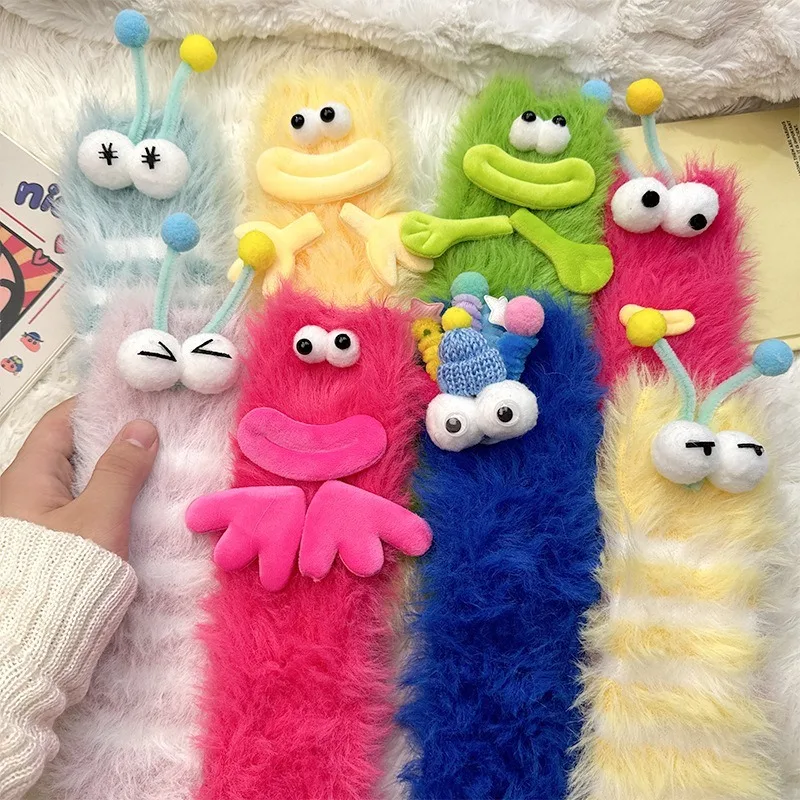 Funny Monster Socks Coral Fleece Non Slip Floor Socks for Couple Winter Home Sleep Christmas Gifts