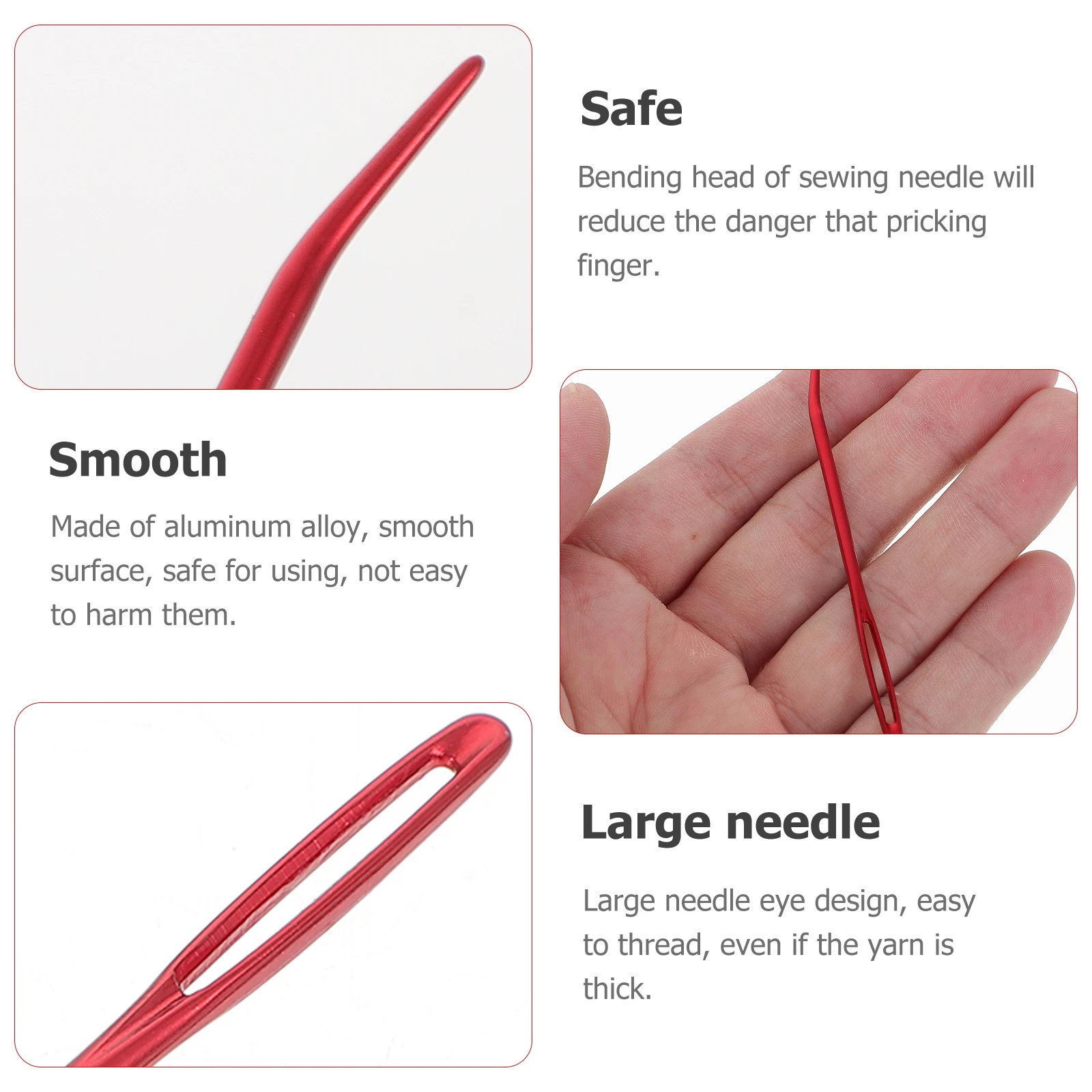 

2 Sets Aluminum Sweater Needles Embroidery Stitching Needles Durable Yarn Big Eye Sewing Craft Projects Embroidery Handmade