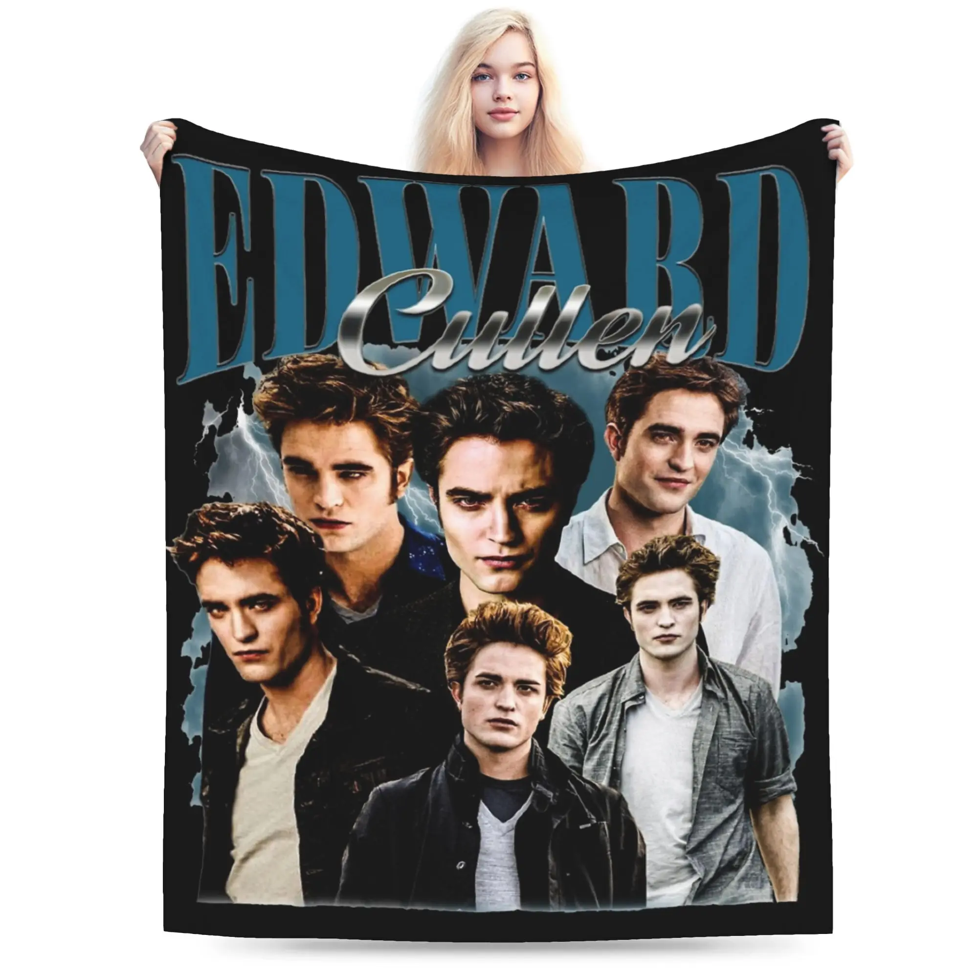Vintage Edward Cullen Retro 90 Homage Twilight Blankets Fleece Summer Robert Pattinson Warm Throw Blankets for Bed Bedroom Quilt
