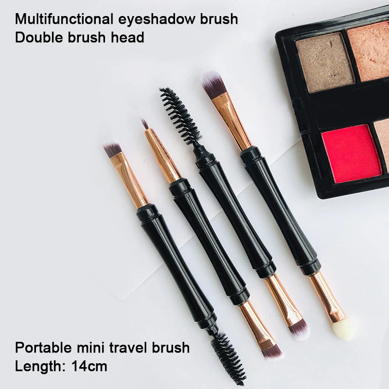 mini dual ended makeup brush eyeshadow brush eyeliner brush with dust-proof cover Microbrush eyelashes eyebrow brush