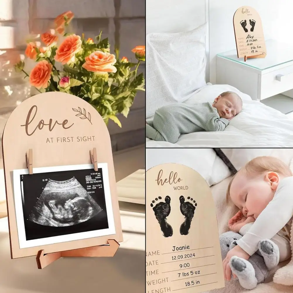 Picture Display Fame Wooden Photo Frame for Expectant Baby Sonogram Picture Keepsake Gift Pregnancy Announcement Desktop