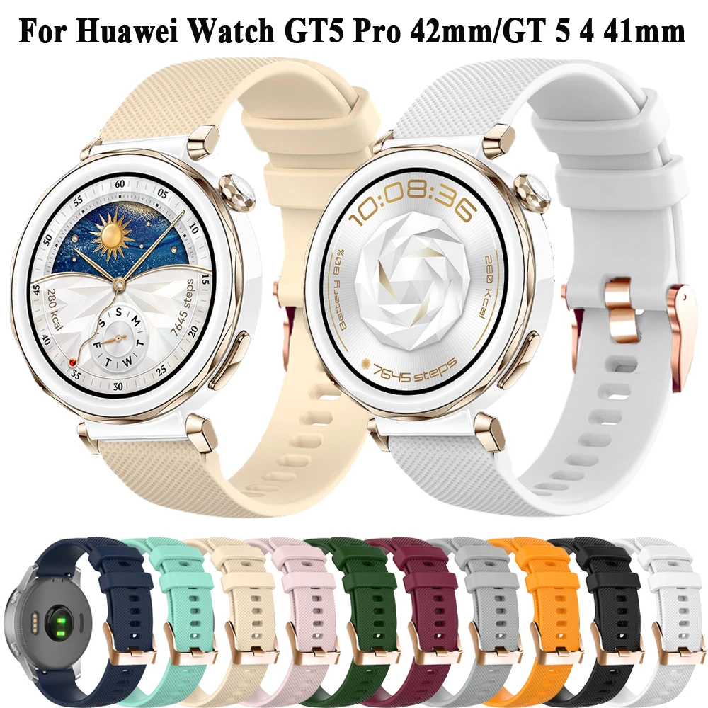 Для Huawei GT5 41 мм пряжка из розового золота, силиконовые ремешки 18 мм для Huawei Watch G T5 Pro 42 мм GT4 41 мм, браслет, ремешки для часов