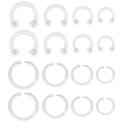 5pcs Clear Septum Ring Nose Hoop Rings Daith Retainer For Work Surgery Bioflex Cartilage Tragus Helix Lobe Earrings Plastic Lip