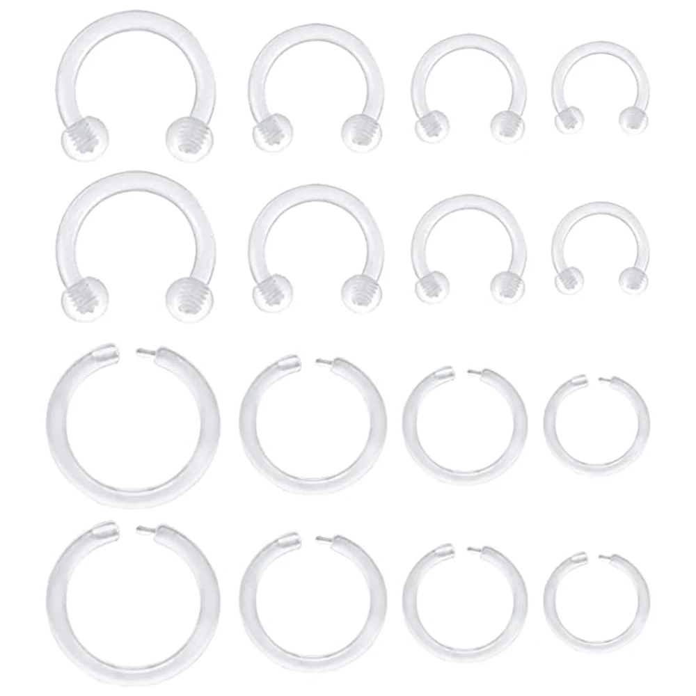 5 sztuk wyczyść kółko do przegrody nos Hoop pierścienie Daith Retainer do pracy chirurgii Bioflex do małżowiny ucha Helix Lobe kolczyki plastikowe wargi