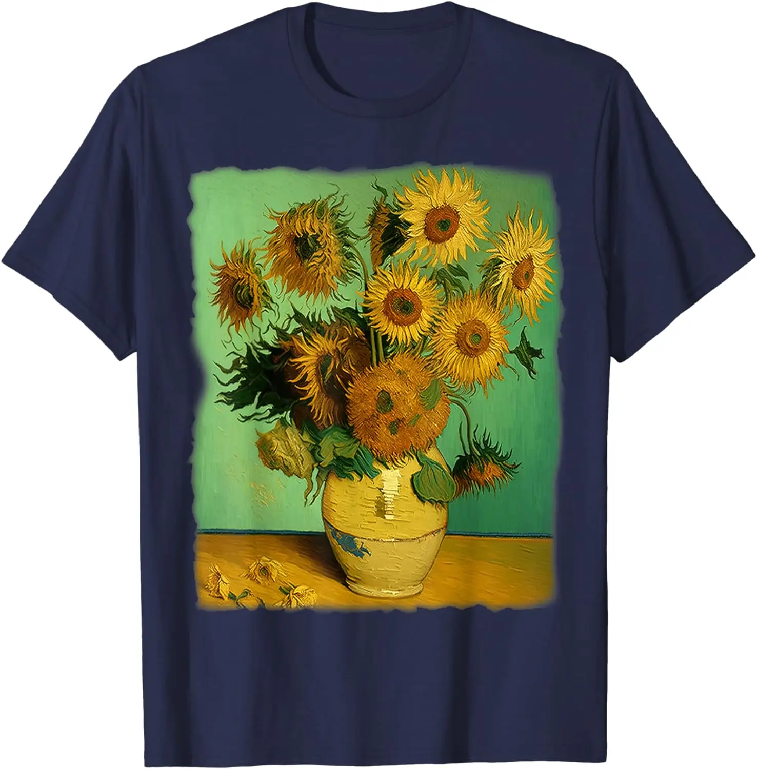 2024 New Van Gogh Sunflower Comfortable Clothes Retro Yellow Flower Art Painting T-shirt