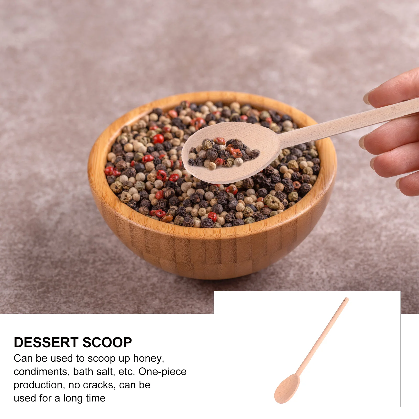 

Wooden Long Handle Premium Material Honey Condiment Bath Salt Scoop Reusable Kitchen Tool Simple Dessert Seasoning Spoon Wooden