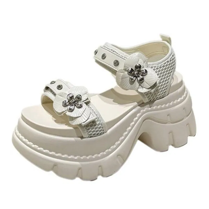 9cm 2026 Flower Sandals New Women's Summer Designer Platform Round Toe Fashion Comfortable Good Quality Beautiful Sweet Shoes view 3