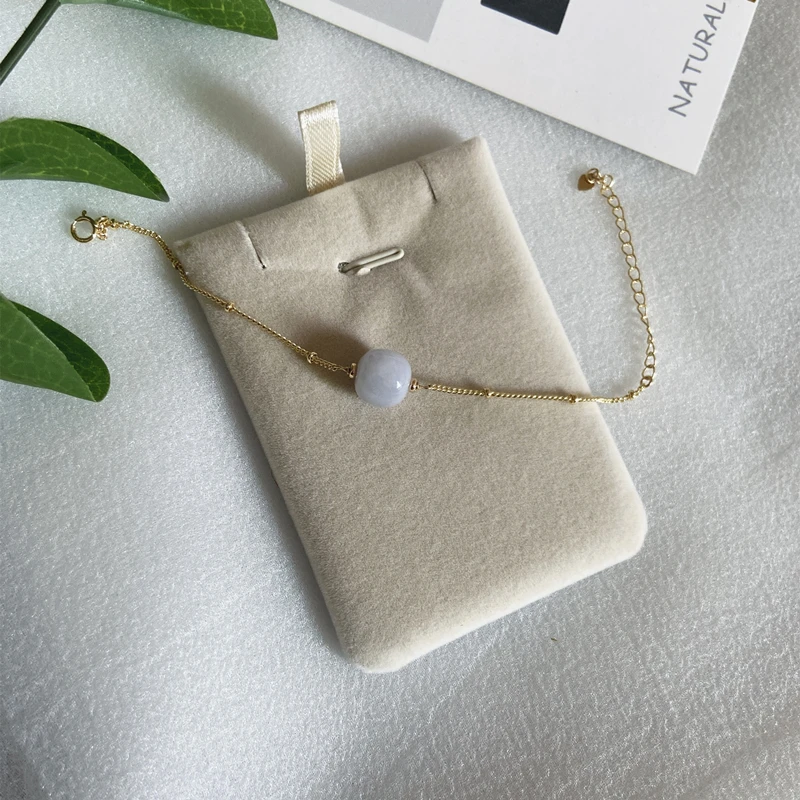 Natural Purple Lavender Jades Stone Single Bead Handmade  Gold Chains Bracelet Fashion Adjustable Bracelet Femme Girl's Jewelry